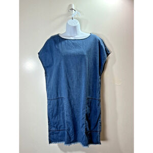 Wilfred Free Womens Denim Shift Dress Sz S Pockets Classic Relaxed Casual Preppy